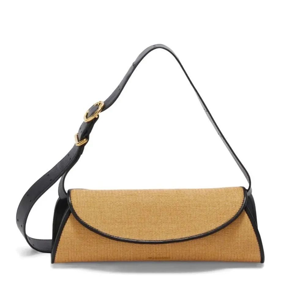Jil Sander small Cannolo interwoven raffia shoulder bag